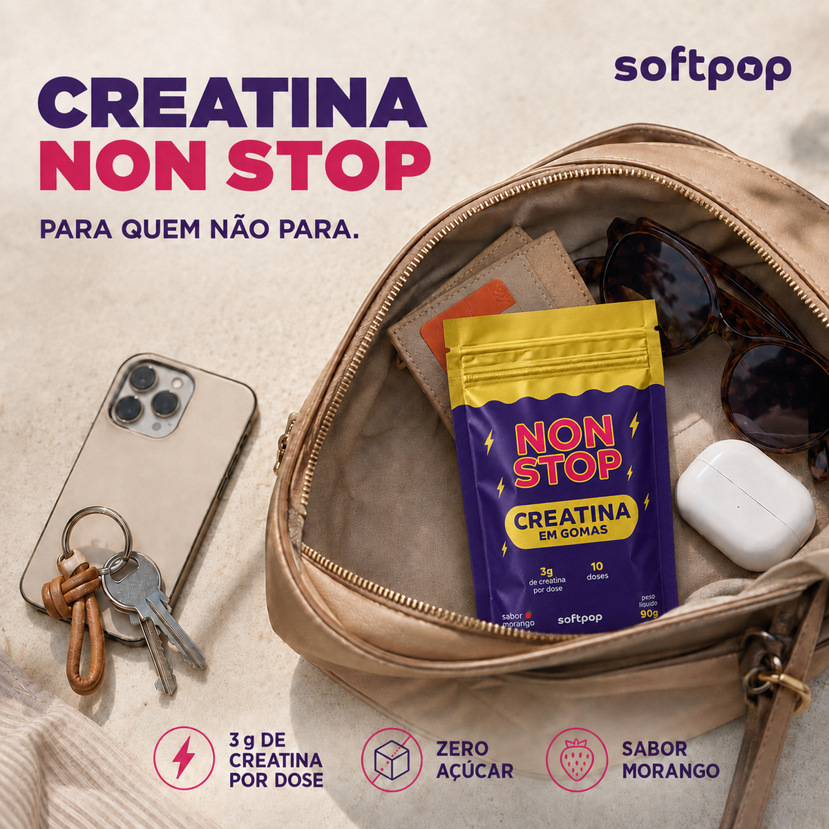 PROMOÇÃO DE LANÇAMENTO | Creatina em Goma Sabor Morango | NON STOP