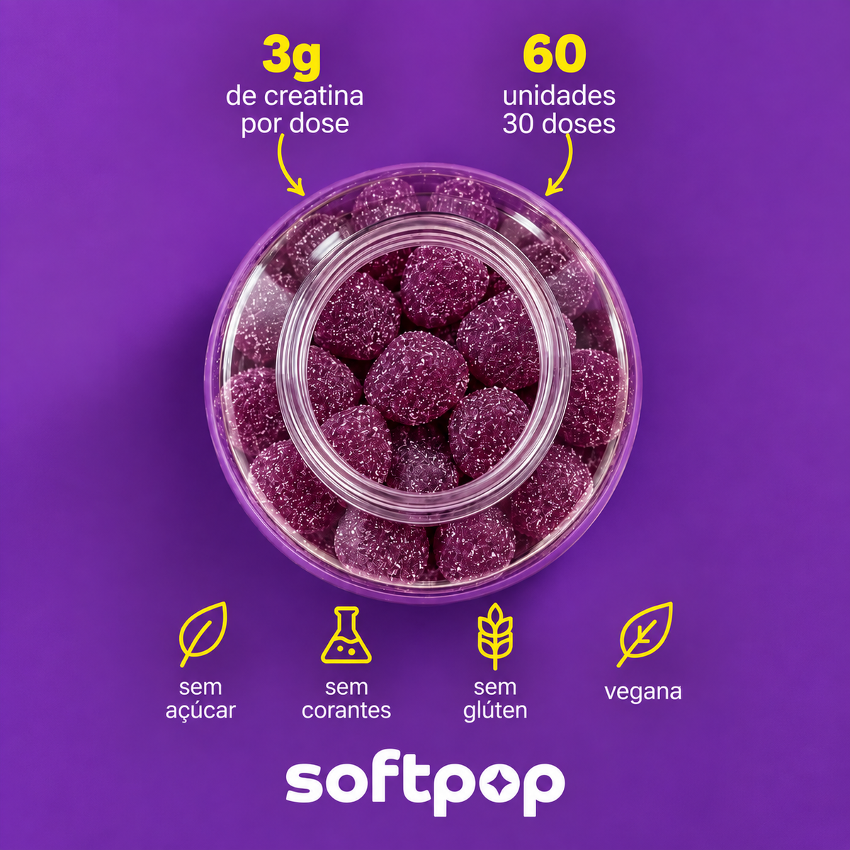 Creatina em Gomas sabor Uva | Non Stop SOFTPOP