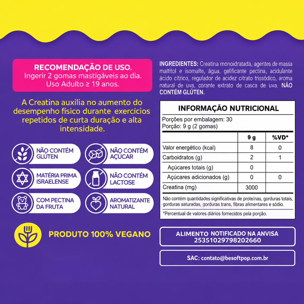 Creatina em Gomas sabor Uva | Non Stop SOFTPOP
