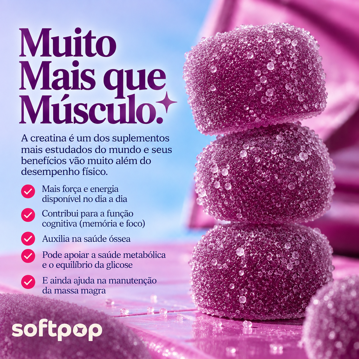 Creatina em Gomas sabor Uva | Non Stop SOFTPOP