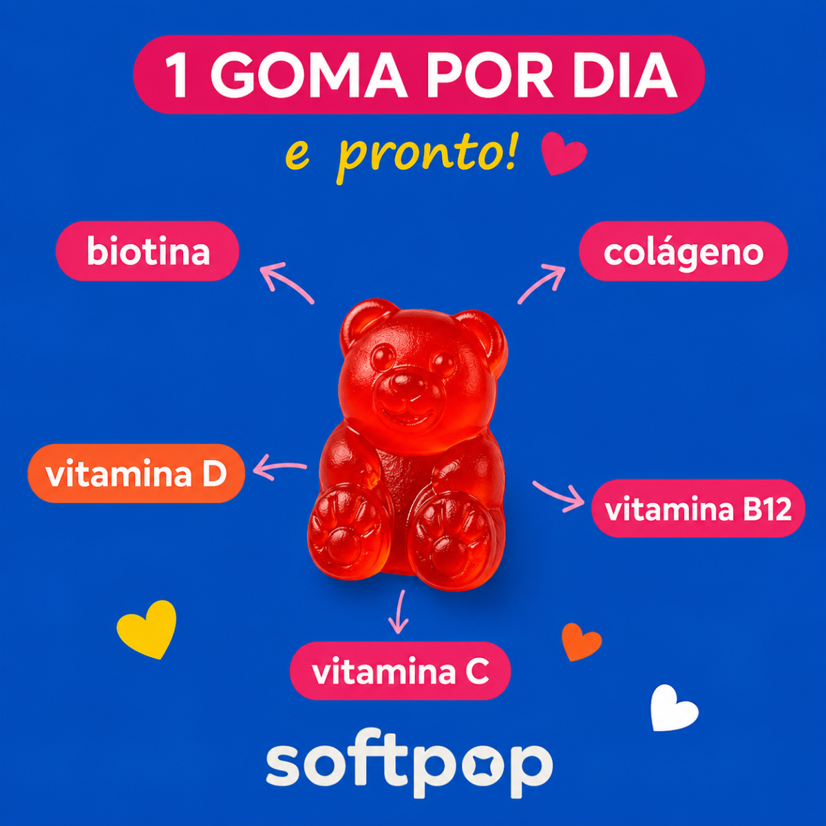 Kit 2 Colágenos em Goma Sabor Morango | Love is in the Hair SOFTPOP